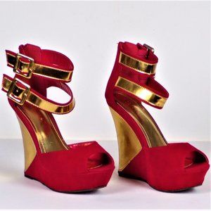 Liliana Shoes Liliana Size Redgold Fauxsuede Ultrahigh